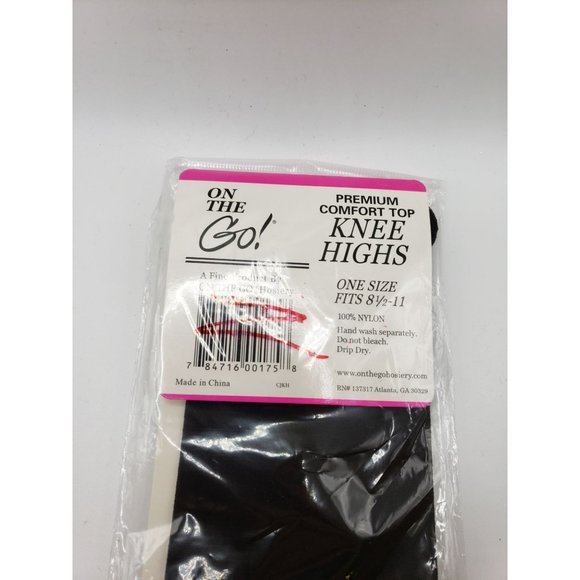 On The Go‎ Premium Comfort Top Black Knee Highs One Size Fits Most - Picture 4 of 8